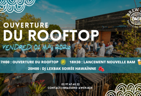 Affiche soirée rooftop 1er mai à l'awen brew pub