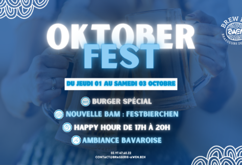 Oktoberfest à Vannes à l'Awen Brew Pub du 01 octobre au 03 octobre 2026