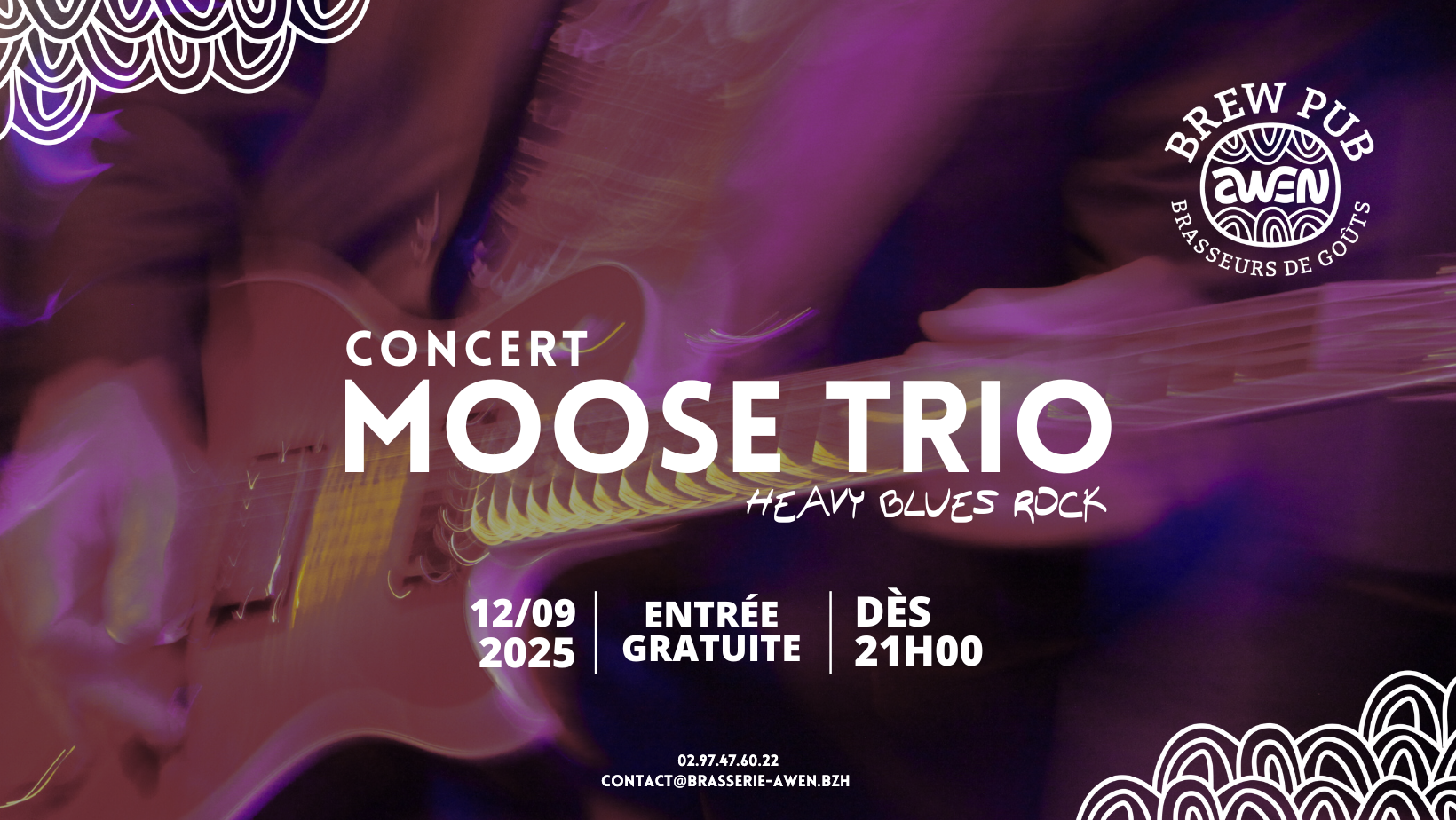 Concert rock moose trio Awen Brew Pub